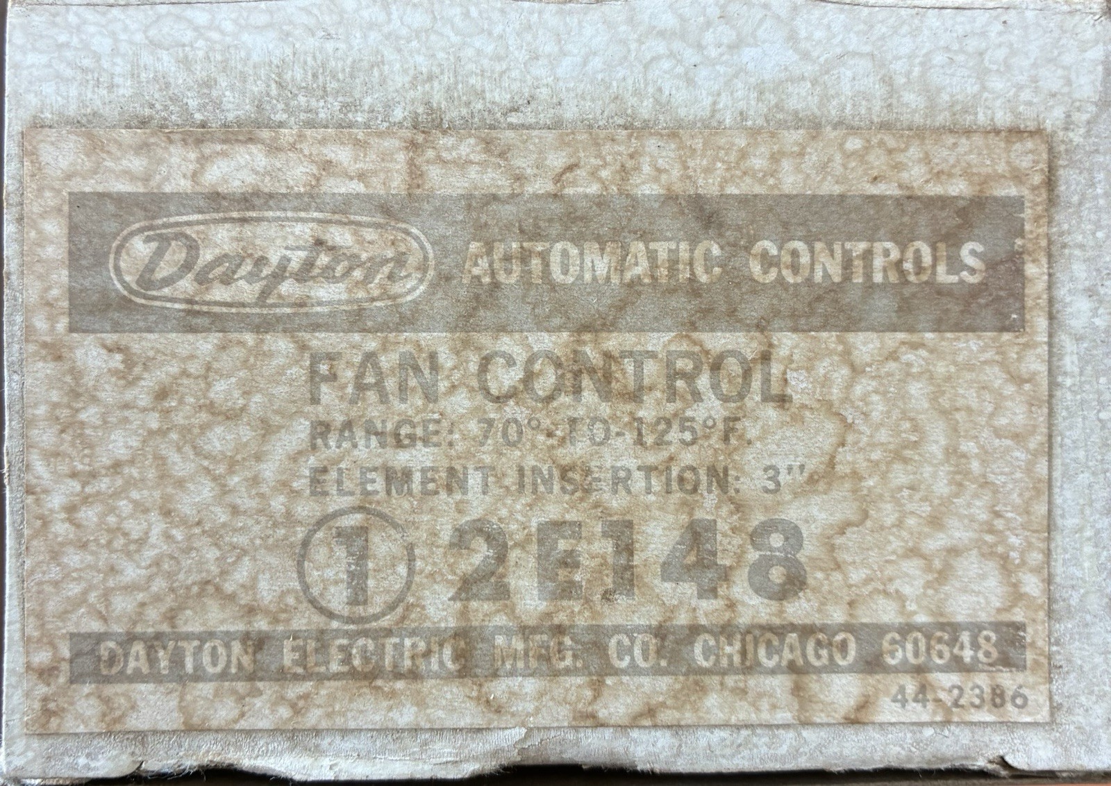 Dayton Warm Air Fan Control 2E148 -120v-240v 60Hz