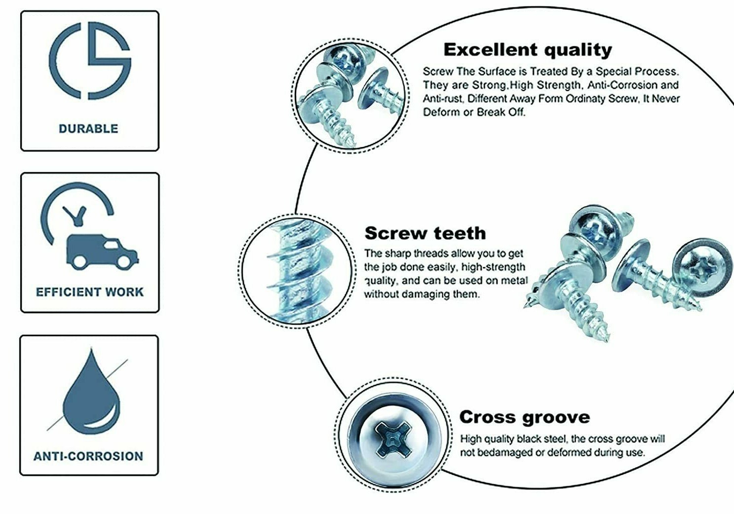 Modified Truss Head Phillips Self piercing sharp point screws #8 x 1/2″- 3″ Zinc