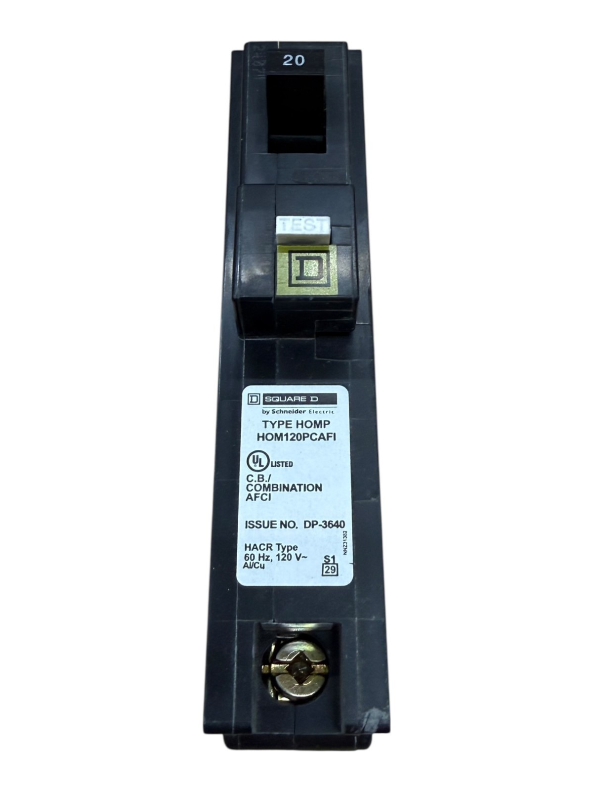 SQUARE D HOMELINE HOM120PCAFI HOM120PCAFIC 20A AFCI PLUG ON NEUTRAL
