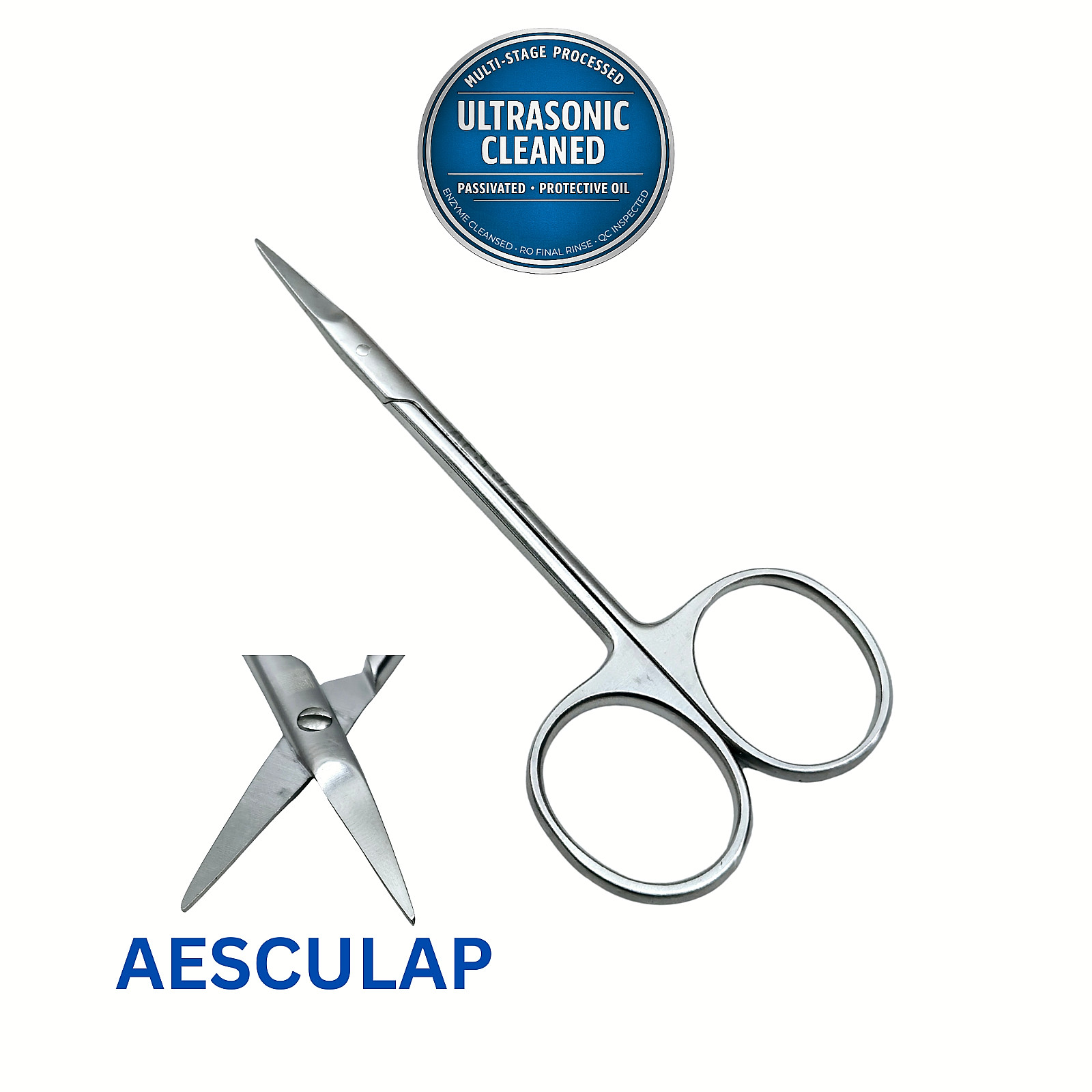 Aesculap BC106R Iris Delicate Surgical Scissors, Straight, 4 1/8″