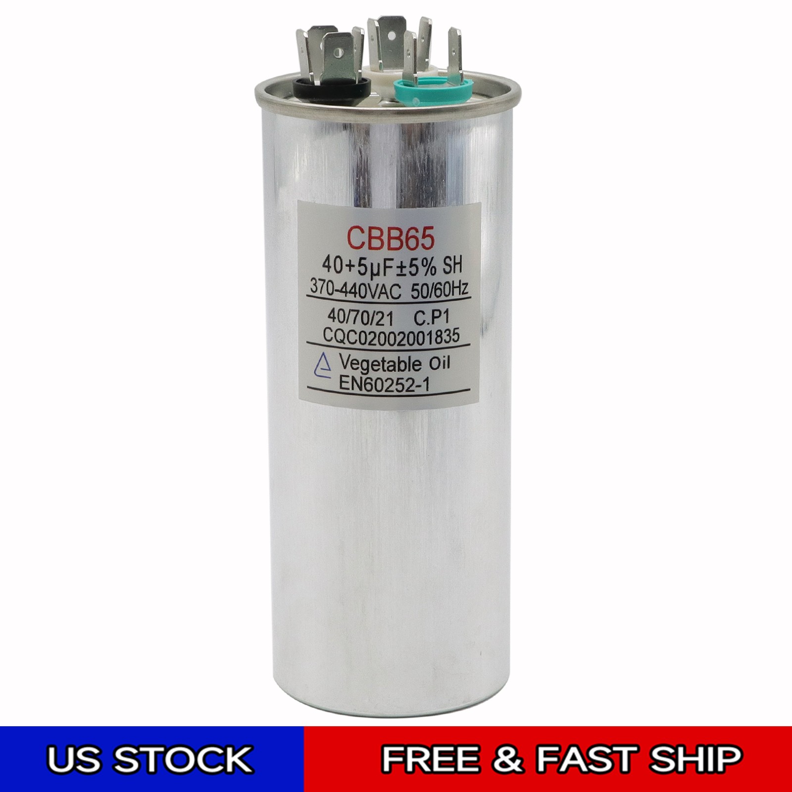 40+5 uF 370V/440VAC Dual Round Capacitor for Carrier Lennox Goodman Genteq Trane