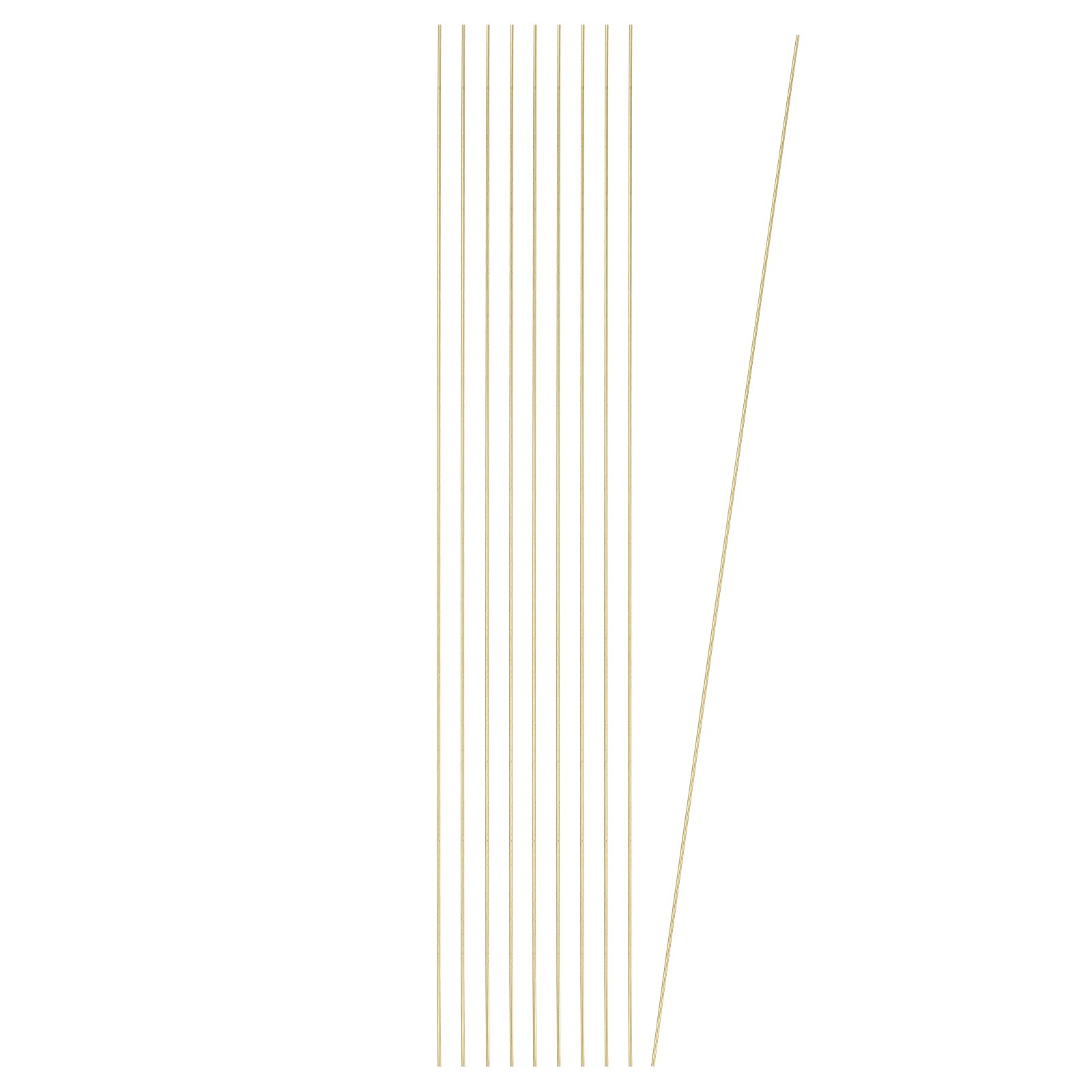 10 Pcs 1mm Dia. 32cm / 12.6 Inch Length Round Brass Rods, Brassy