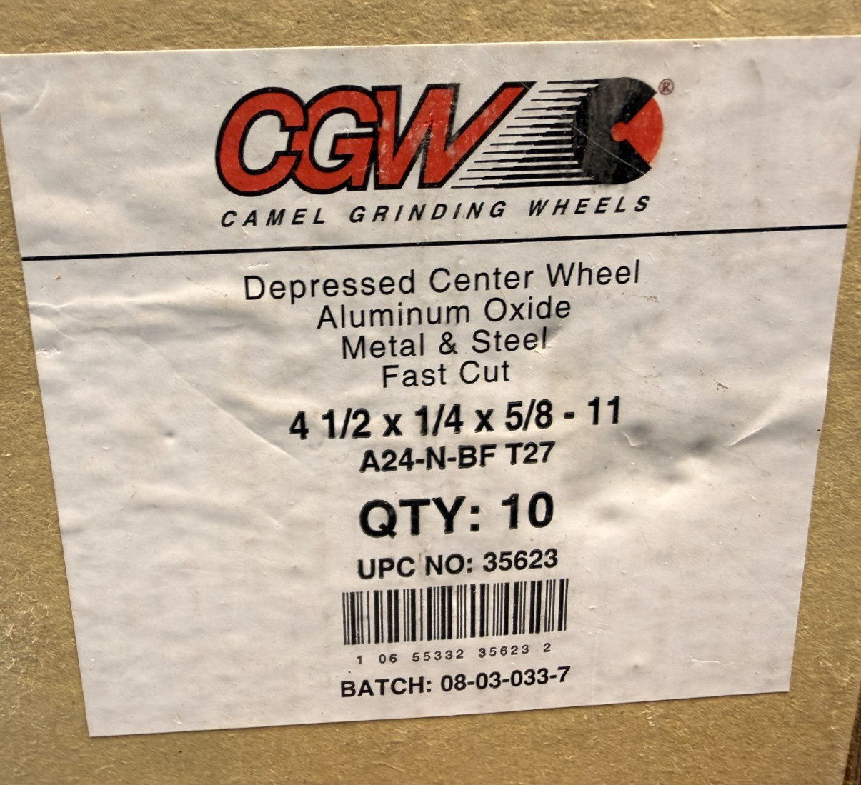 Lot of 17x Genuine CGW Grinding Wheels 4-1/2″x1/4″x5/8″-11 #35623 Max rpm 13,300