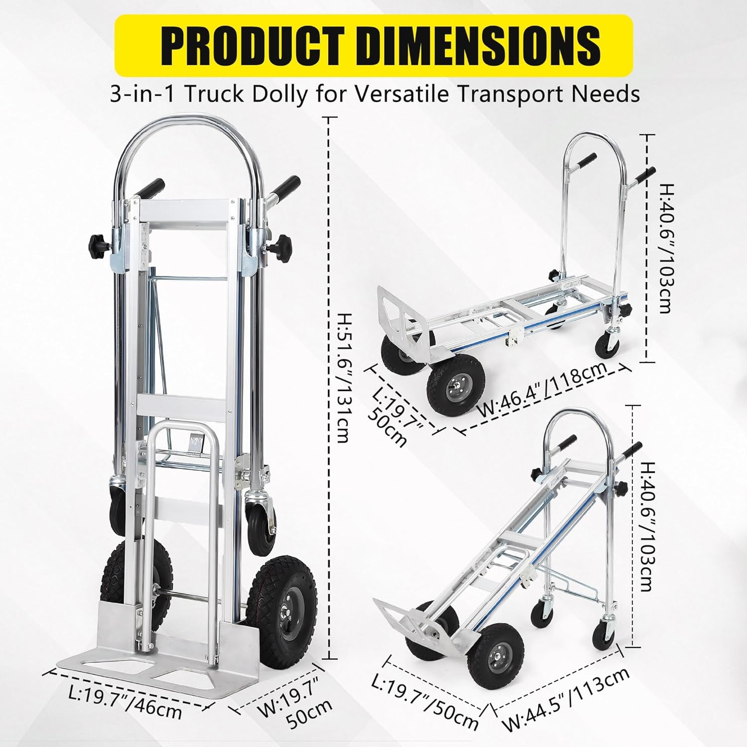 Aluminum Folding Hand Truck 550 LBS Capacity Convertible Hand Truck Dolly Cart