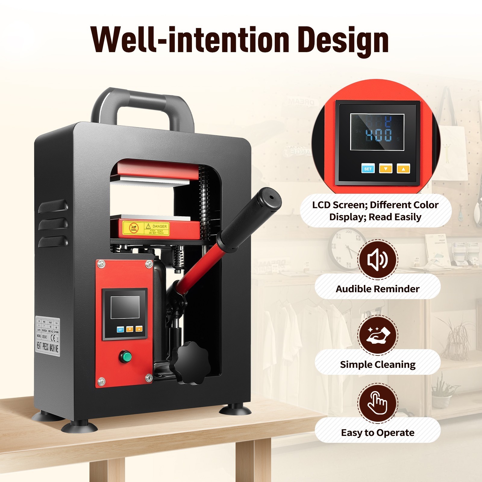 NEW – Fitinhot-5 Ton Portable Hydraulic Heating Plate Press 2.3×4.7″ -WE PAY S&H