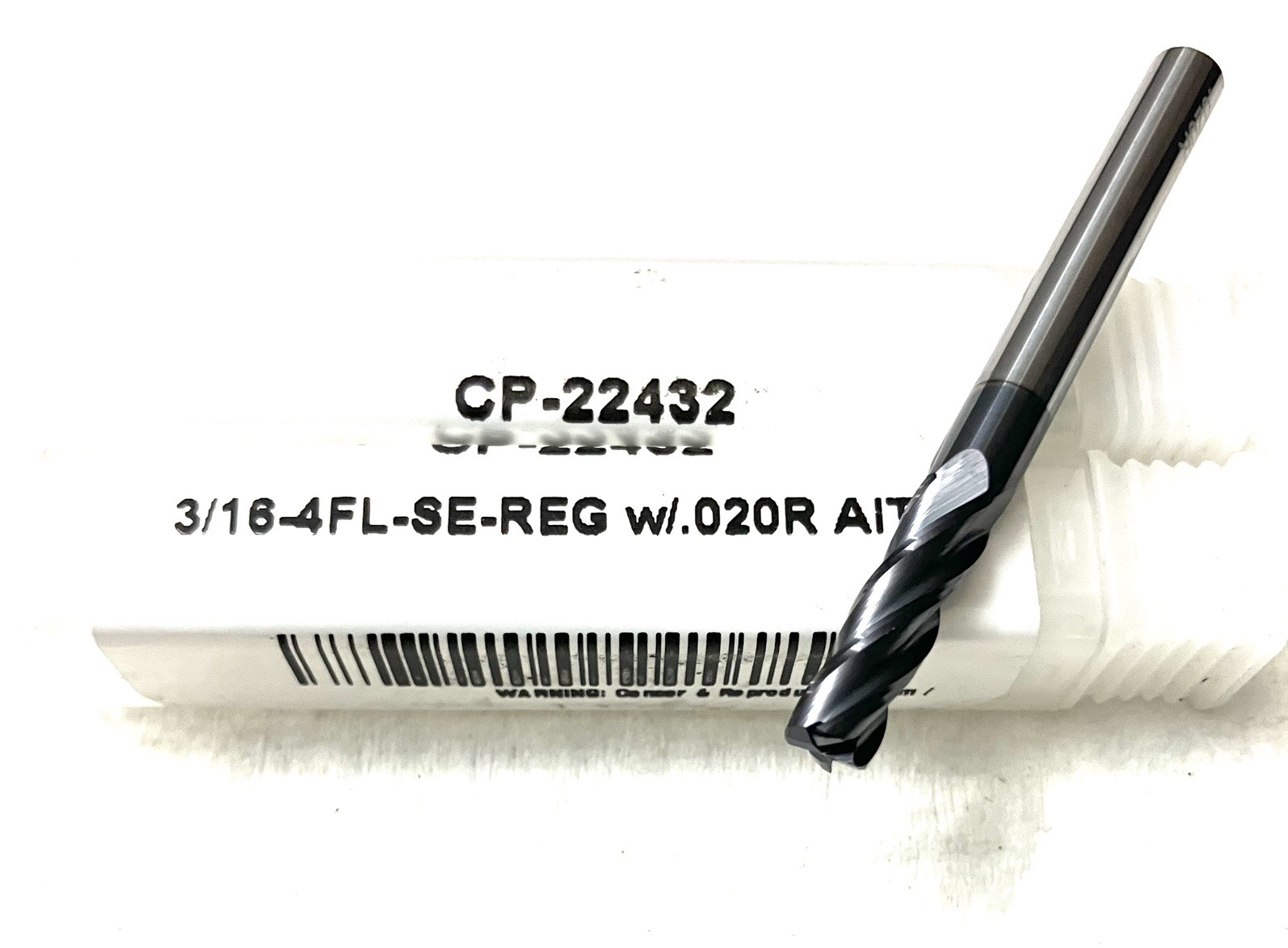 Carbide Plus CP-22432 3/16″ 4FL Corner Radius End Mill 0.02R Carbide AlTiN NEW