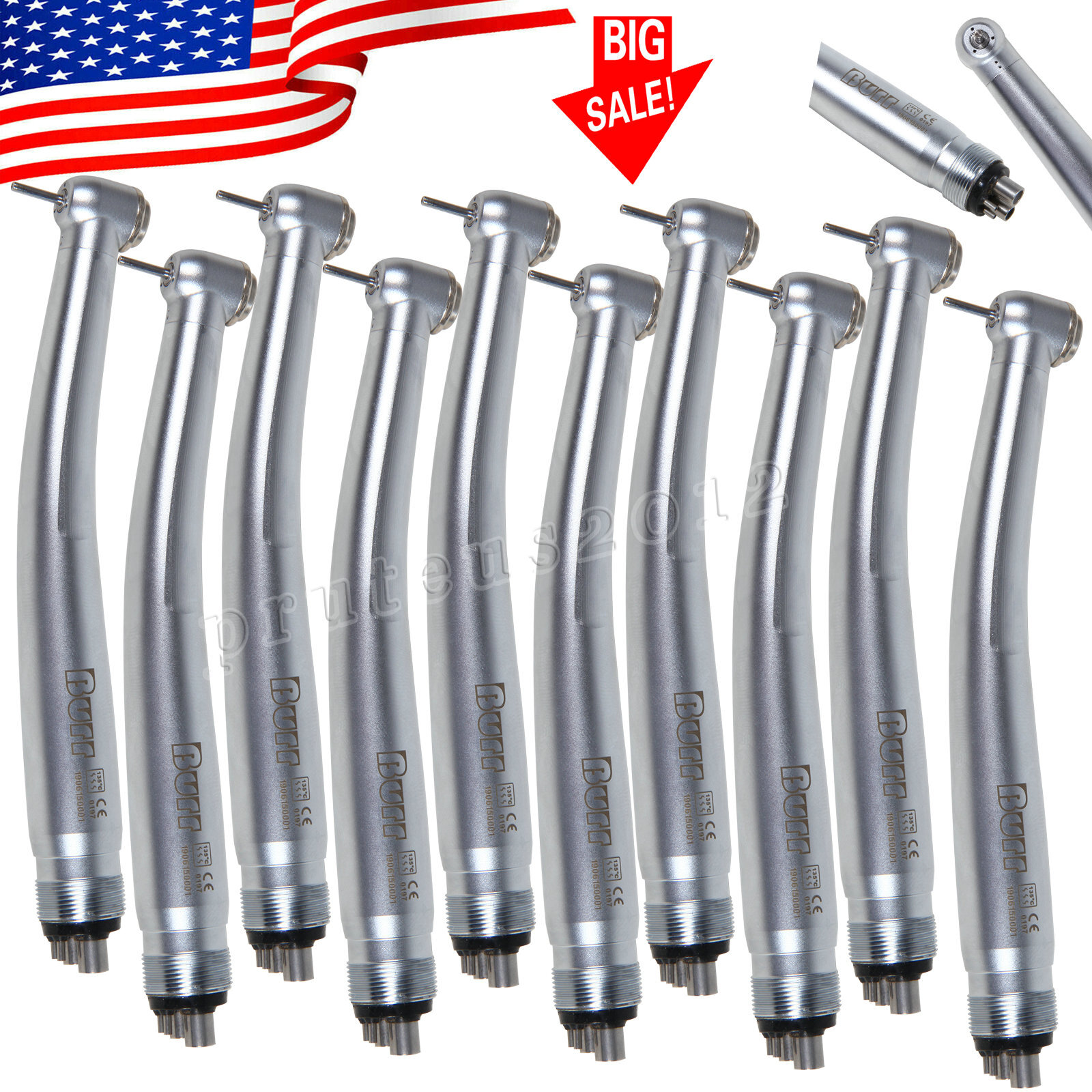 10* Dental High Speed Push Button Turbine Handpiece 4Holes Fit NSK Pana Max U3BM
