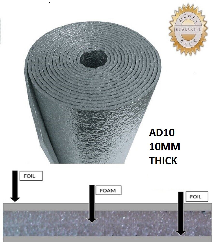 AD10 TOTAL 10MM Reflective FOAM CORE Insulation Roll Radiant Barrier R12 4X25
