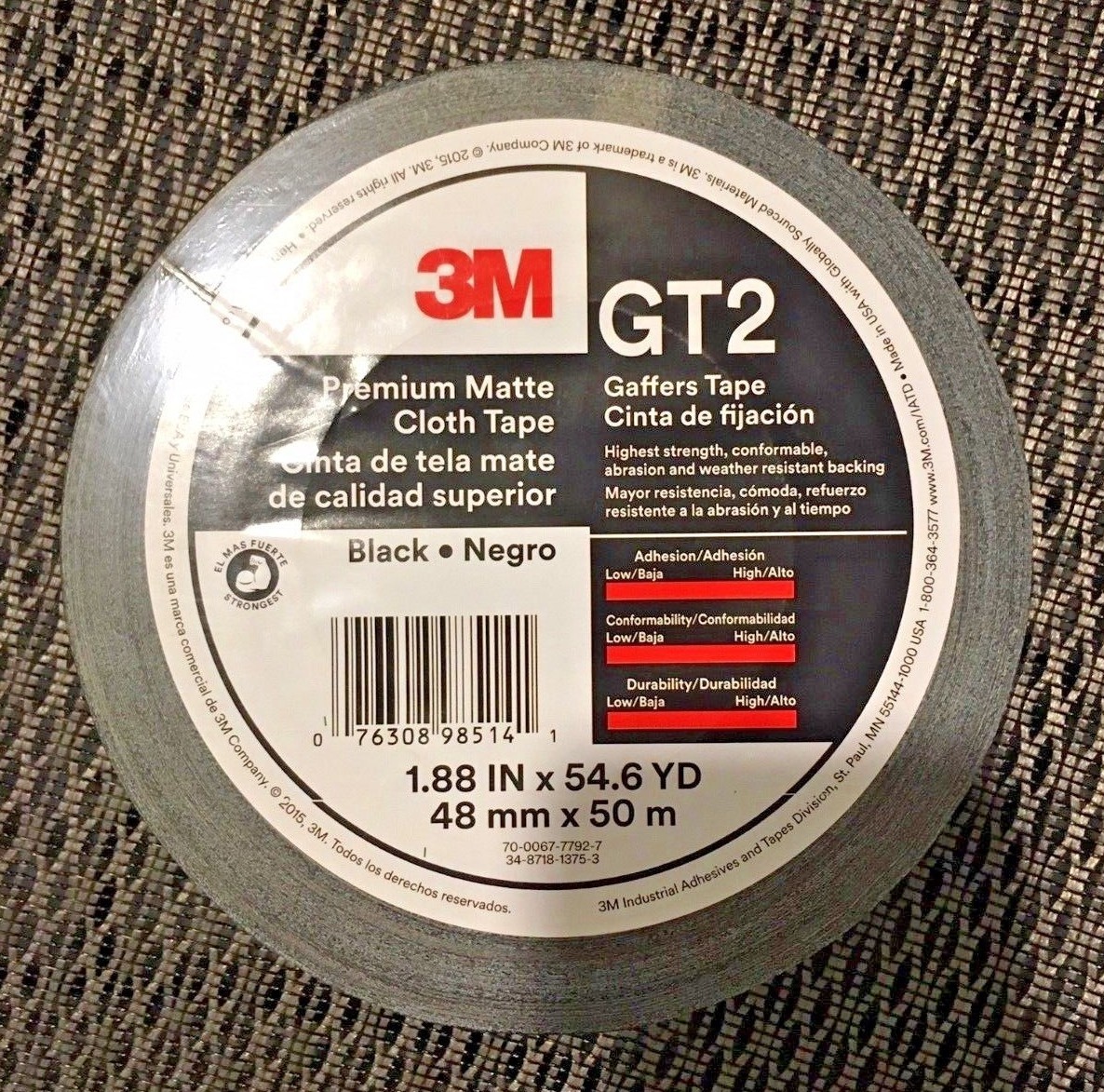 3M GT2 Premium Matte Cloth Gaffers Tape 1.88″ x 54.6 Yard