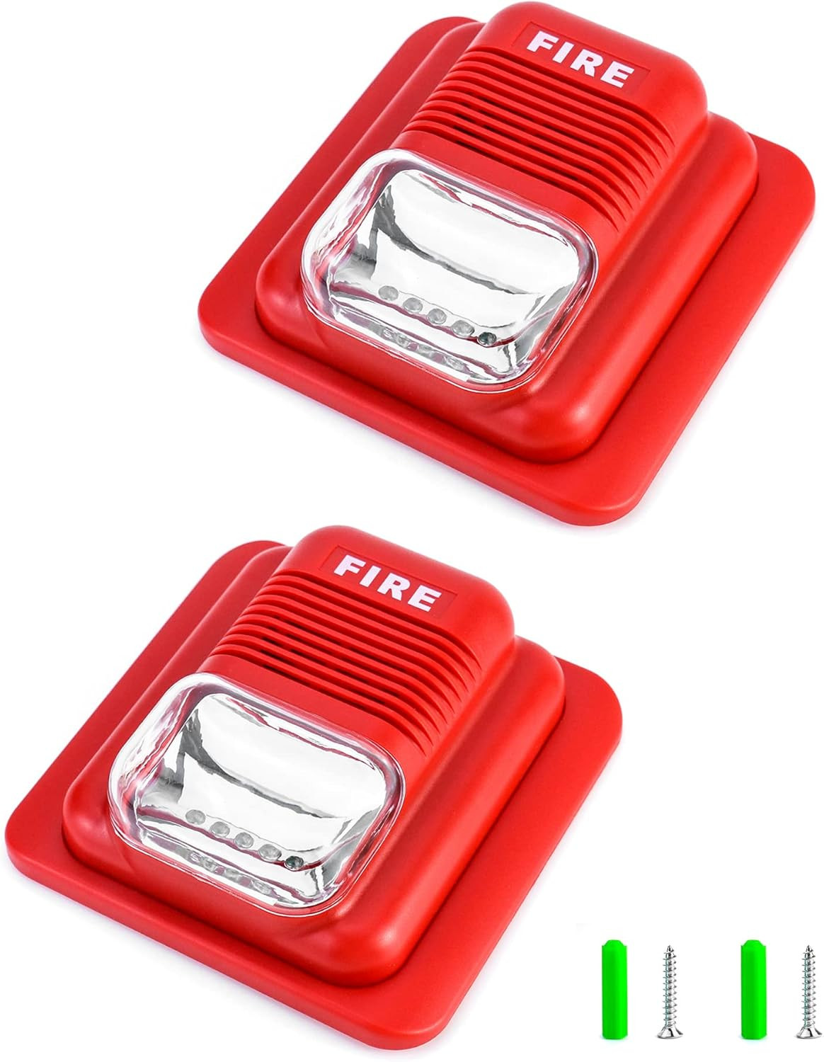 2 Pack 12V/24V Wired Fire Alarm Siren Strobe Light Sensor 105dB WD8912