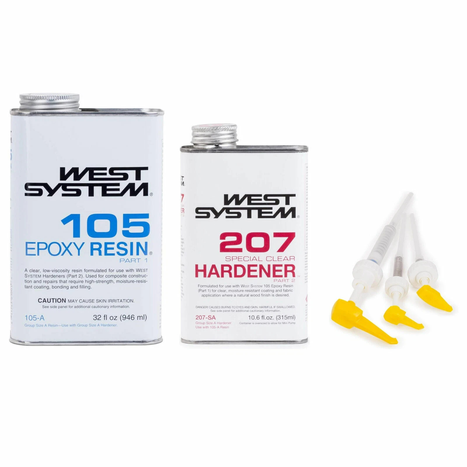 West System 105A Epoxy Resin, 207SA Special Clear Epoxy Hardener, 300 Pump Kit