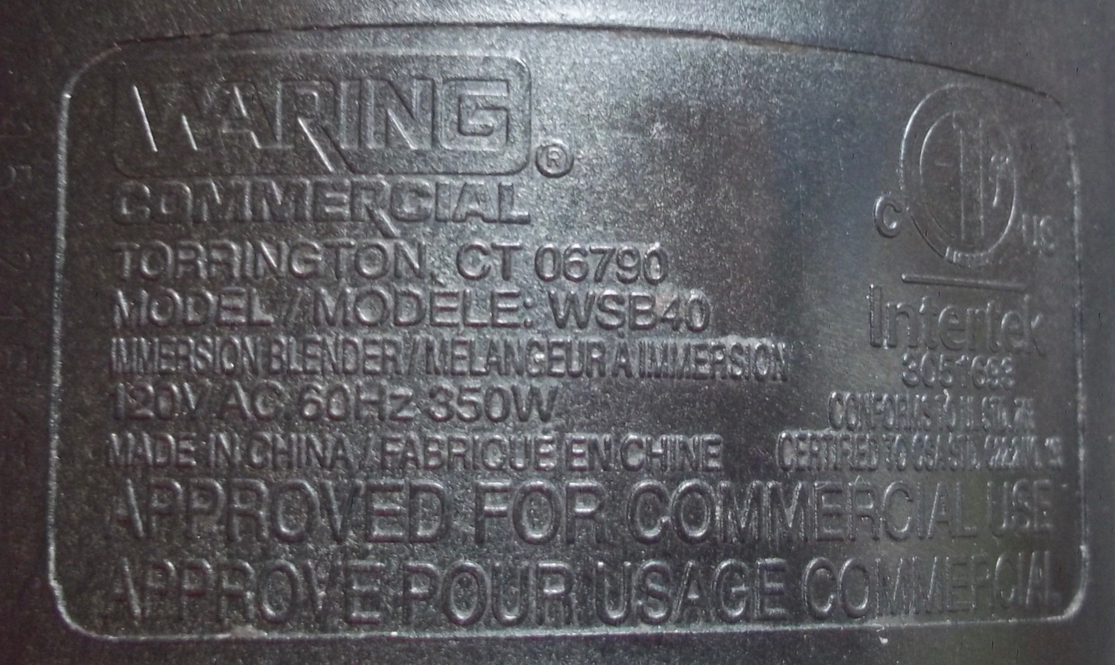 WARING – WSB40 QUICK STICK – 10″ Two-speed Commercial Immersion Blende r- 1/2HP
