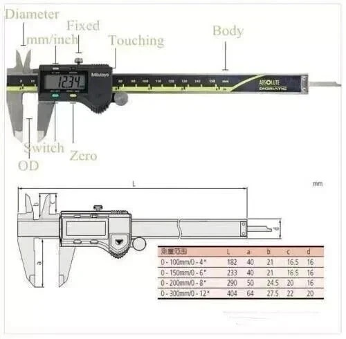 500-196-30 Mitutoyo Japan 150mm/6″ Absolute Digital Digimatic Vernier Caliper US