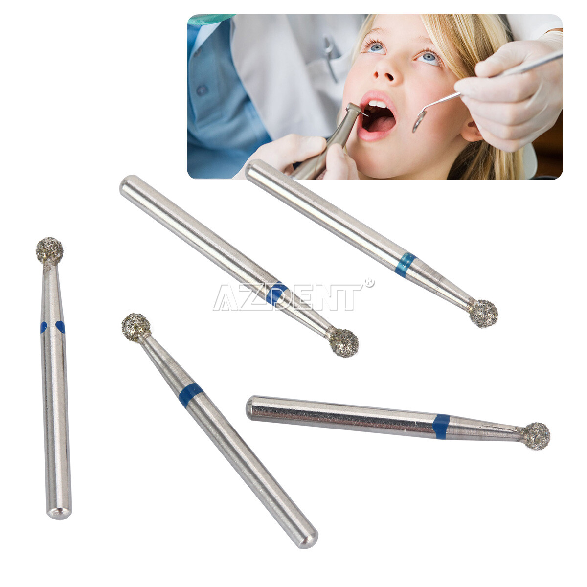 100 Types AZDENT Dental FG Diamond Burs Friction Grip for High Speed Handpiece