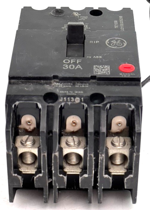 GE TEY330ST12 30 Amp 3 Pole Shunt Trip Circuit Breaker 480/277V Bolt On — QTY 1