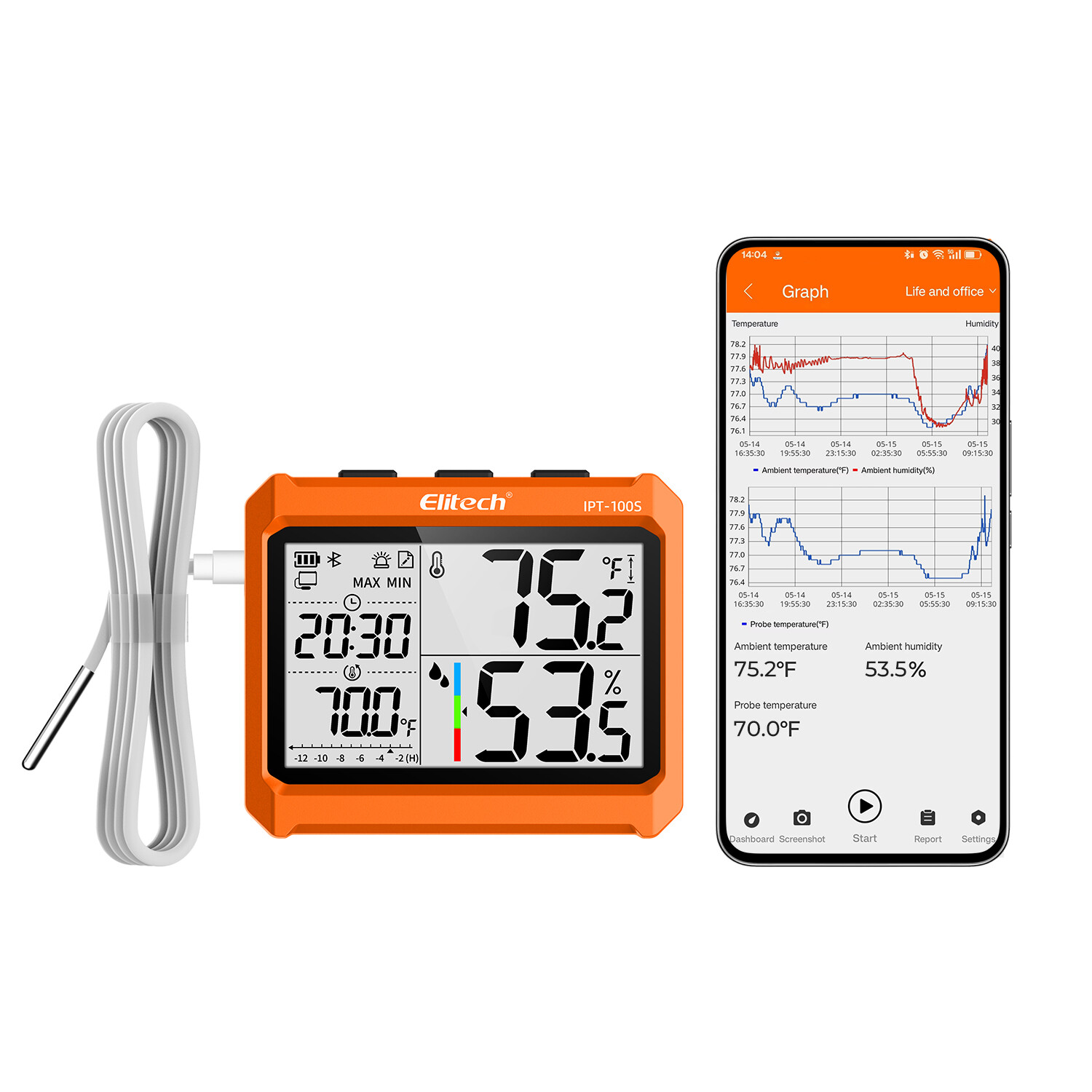 Elitech Digital Hygrometer Thermometer, Temperature Humidity Monitor IPT-100S
