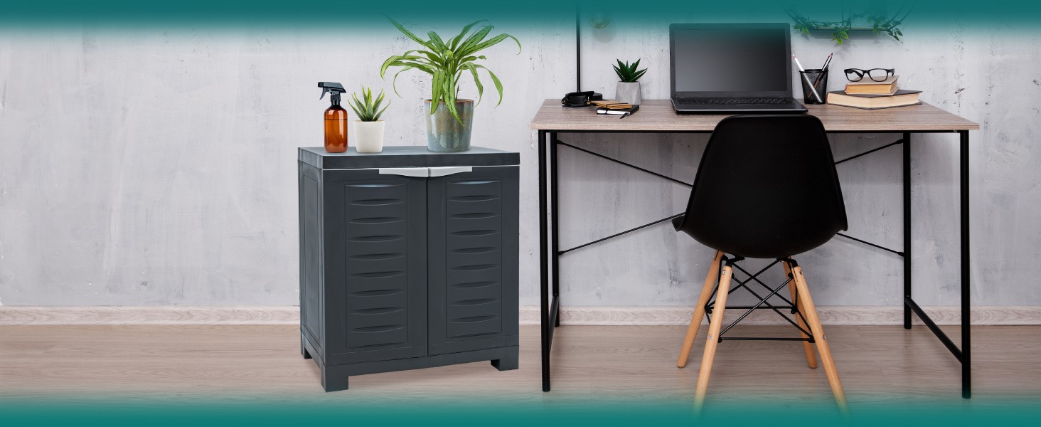 Basement – Gray, Office, Sunnydaze H Resin Garage Storage Cabinet – Garage
