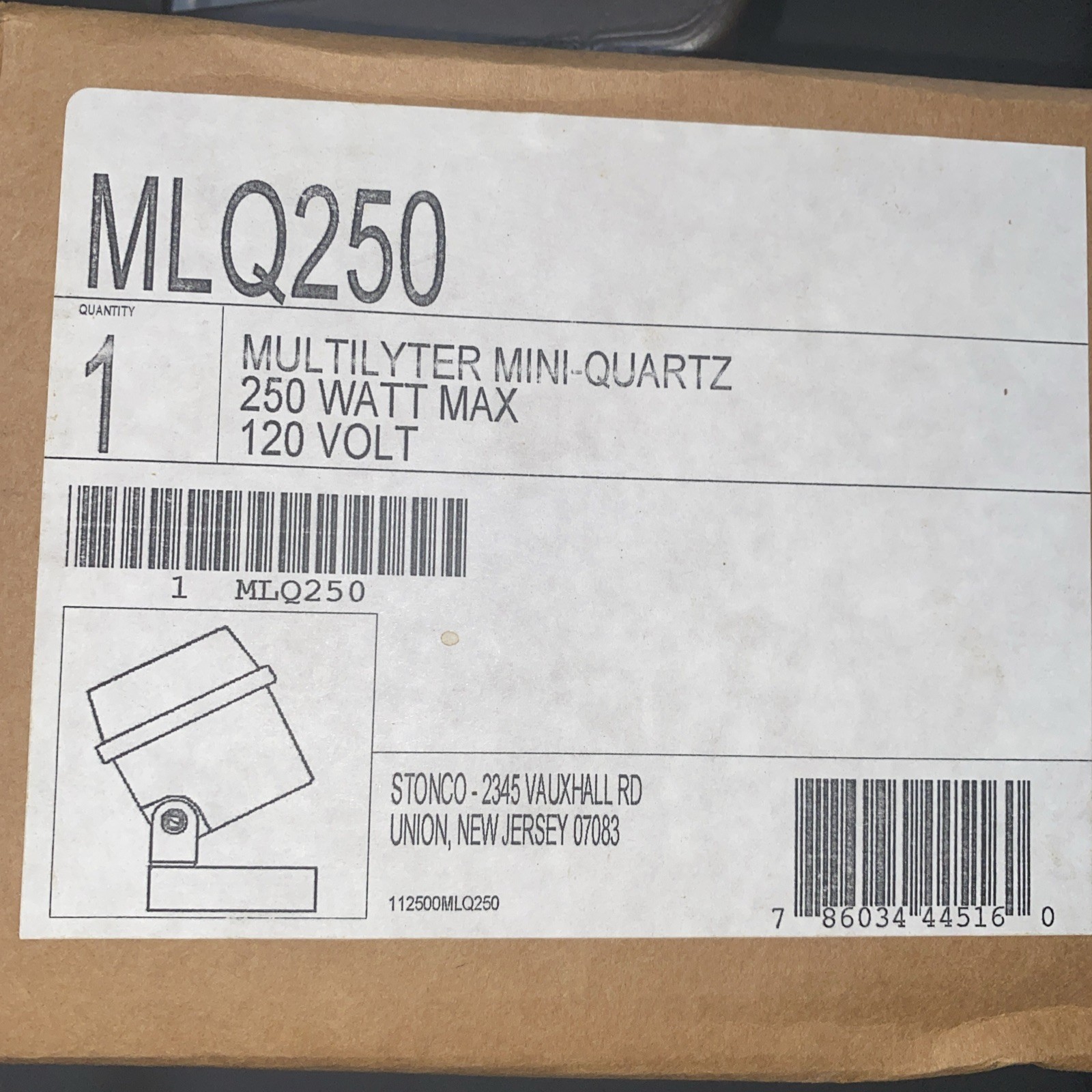 STONCO MULTILYTER MINI-QUARTZ MLQ250W MAX /NEW IN BOX 120 Volts