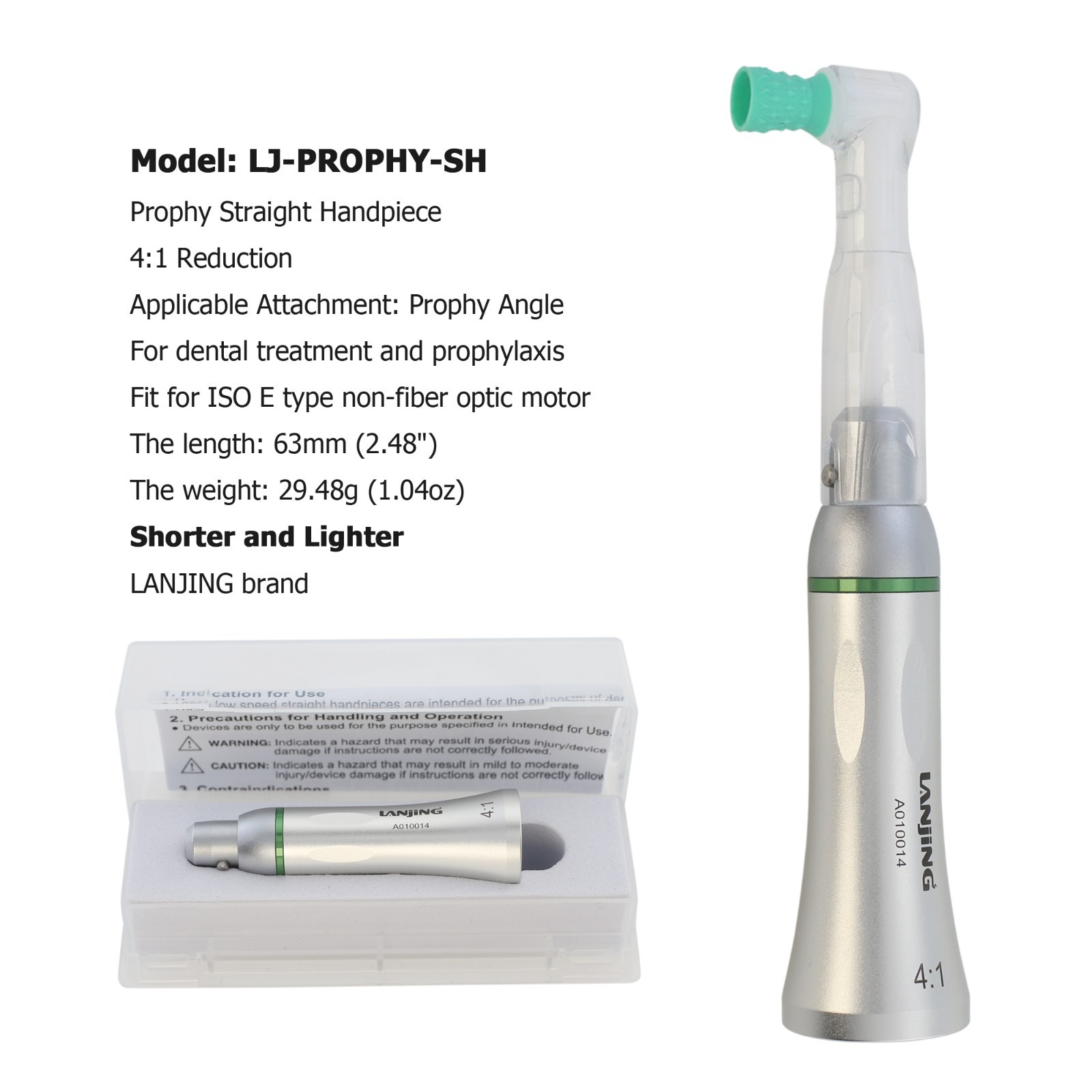 Dental Prophy Handpiece Hygiene 4:1 Straight Nose Cone Air Motor 4 Hole RDH WH