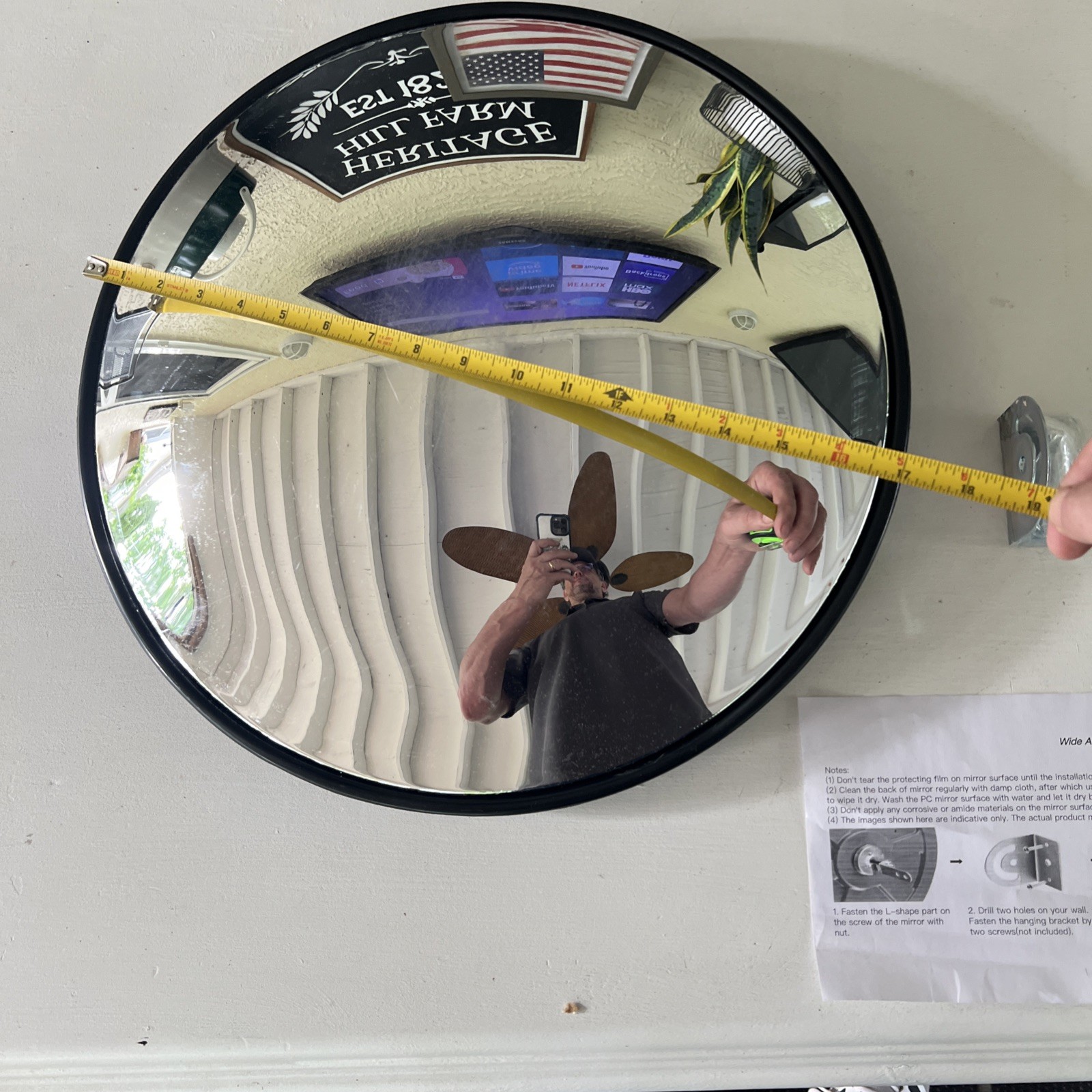 18″ Wide Angle Security Curved Convex Road Mirror Traffic Corner Safety NEW