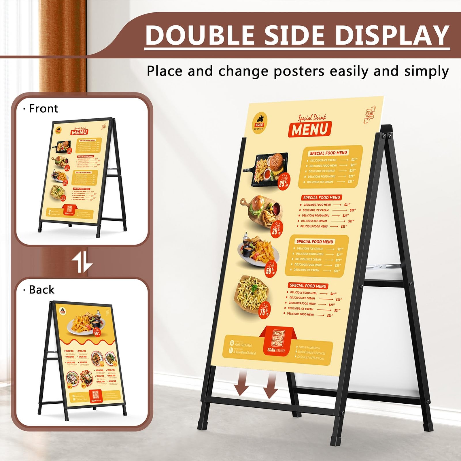 Cakokow A Frame Sign 24×36 Sandwich Board Double-Sided Folding Sign Display