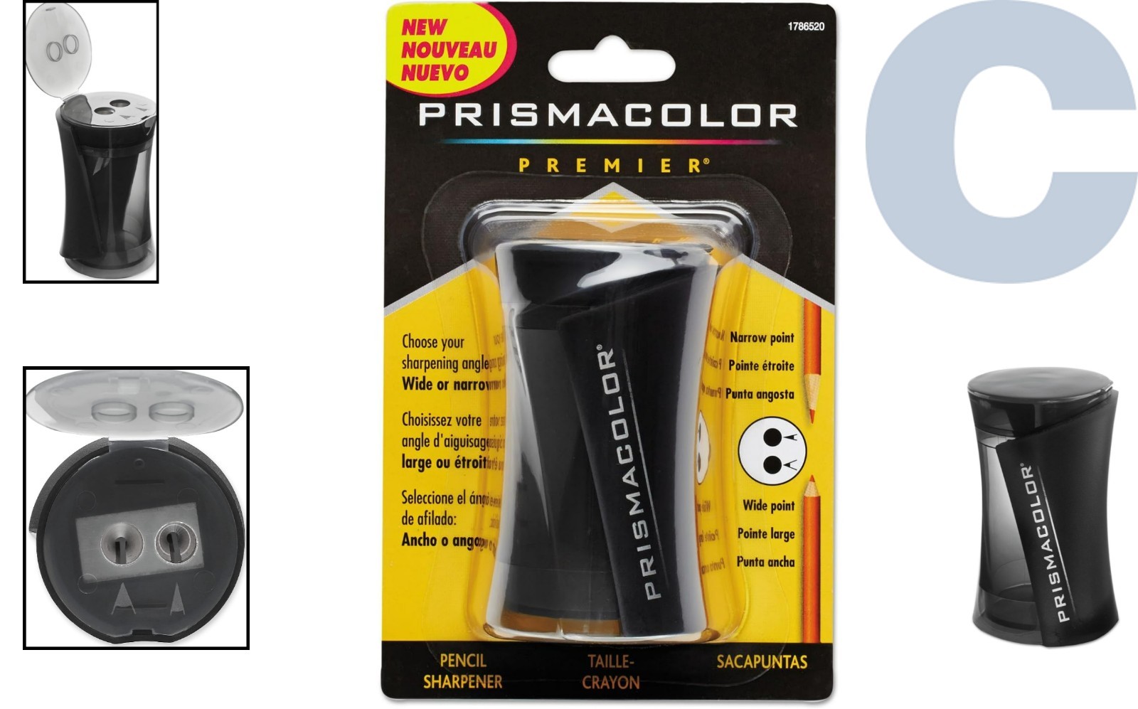 Hand-Powered Premier Pencil Sharpener – Stainless Steel and Portable Design