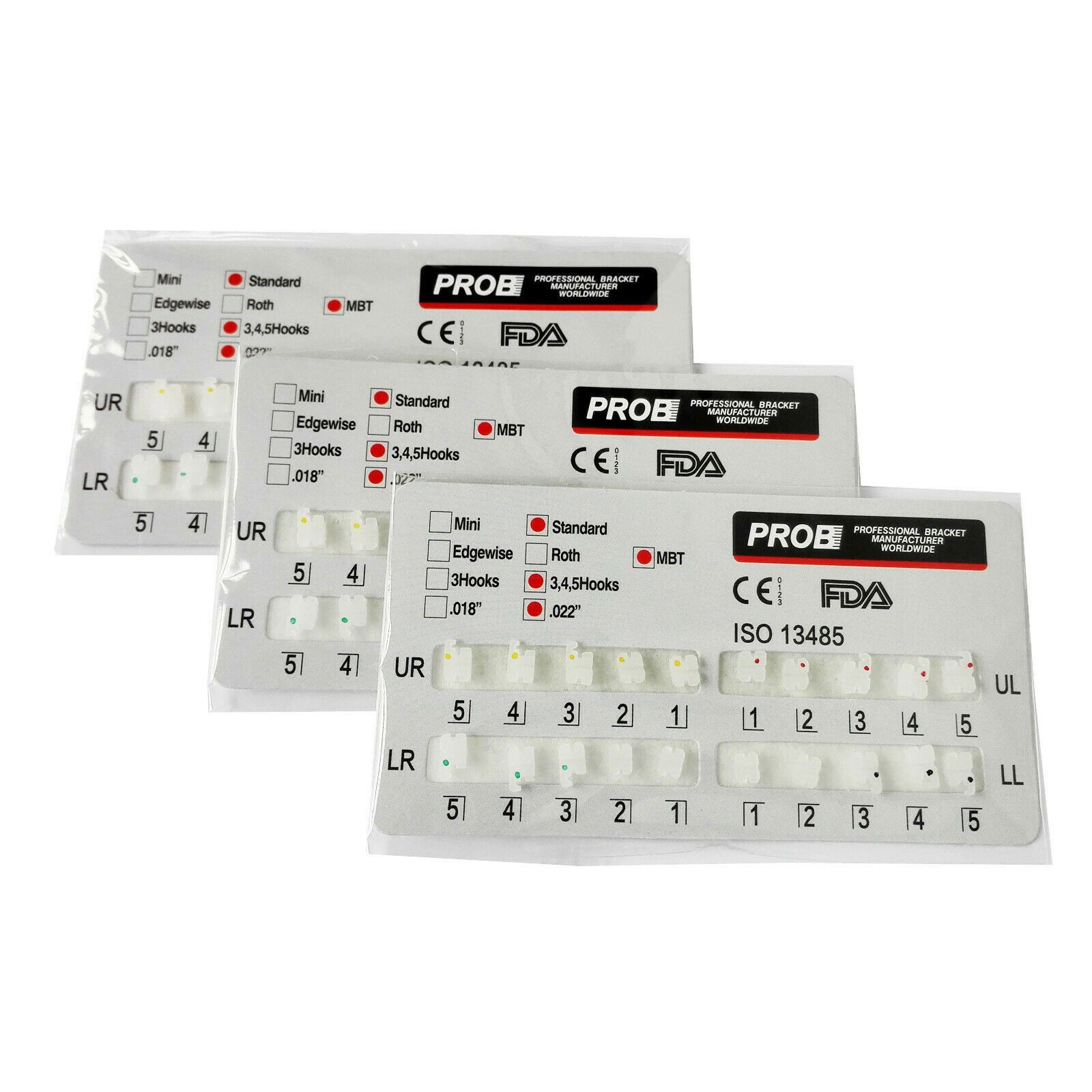 PROB Orthodontic Dental Bracket Ceramic Braces Standard/Mini Roth/MBT 022 3/345H