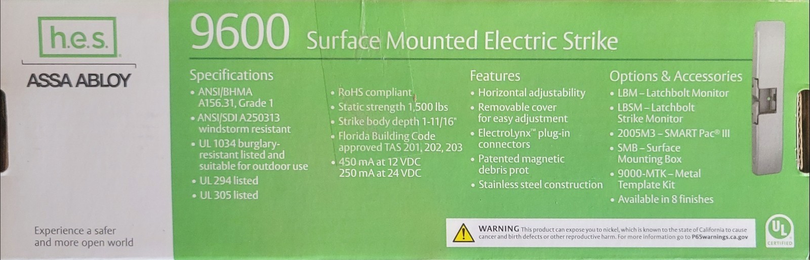 HES 9600 BSP Surface Mounted Electric Strike BSP BLACK New 12/24V ASSA Abloy