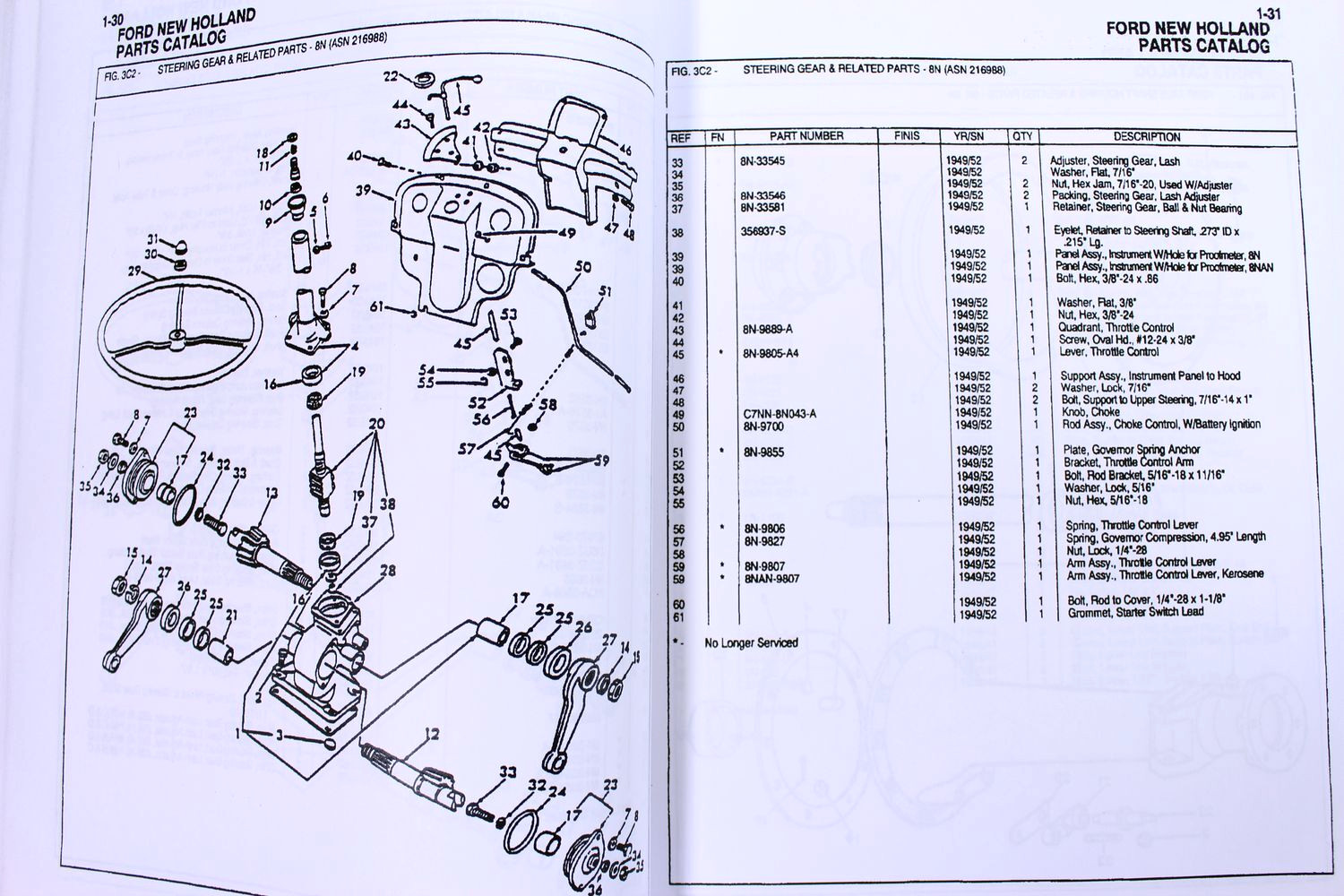Ford 9N 2N 8N Tractor Assembly Parts Manual Catalog Book Exploded View 1939-1952