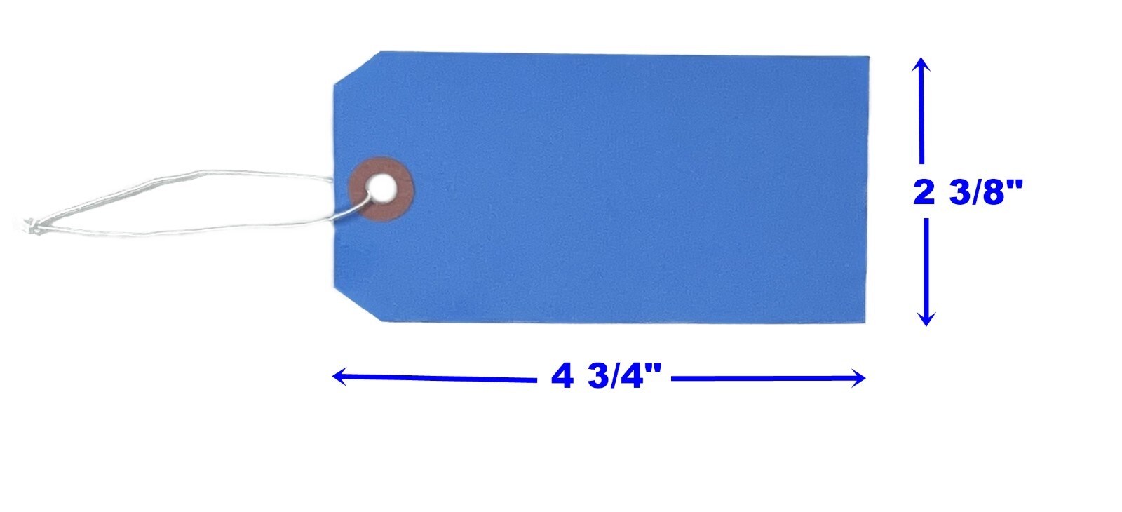 100 – 4 3/4″ x 2 3/8″ Blue Inventory Tags Strung with ELASTIC Stretchable String