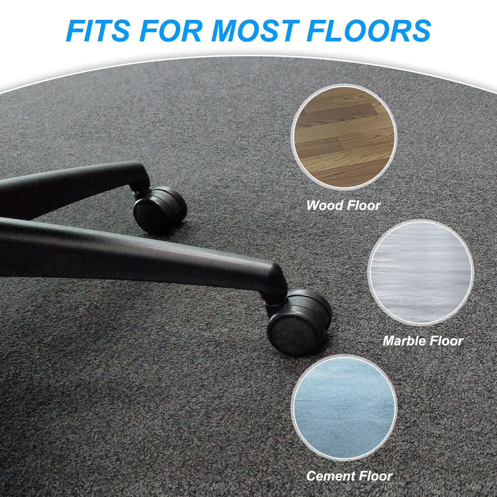 5Pcs 2 Inch Office Gaming Chair Wheel Replacement Smooth Quite Caster Black
