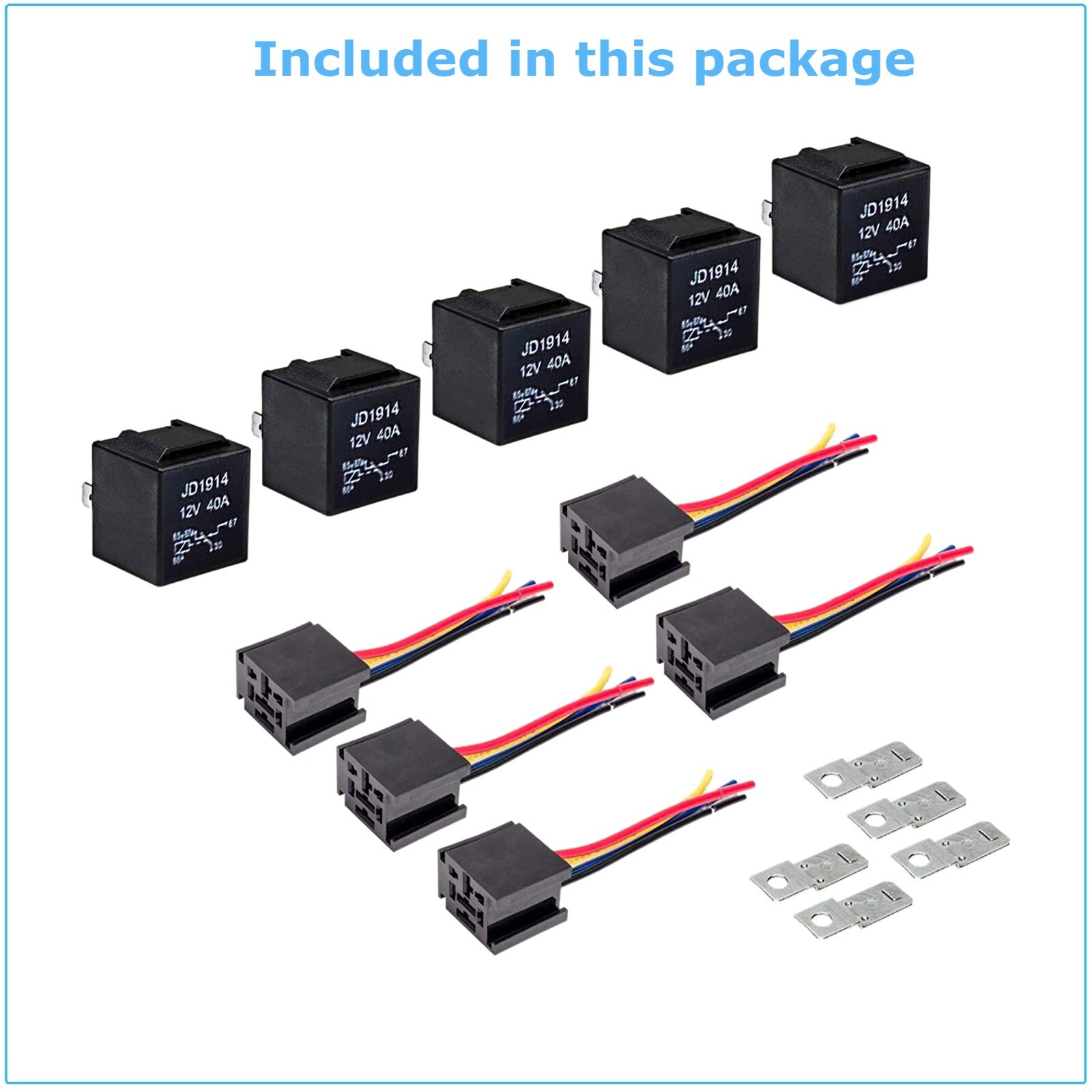 6pcs 5Pin Car Automotive SPDT Relay Switch Harness Socket Waterproof 40A 12V DC