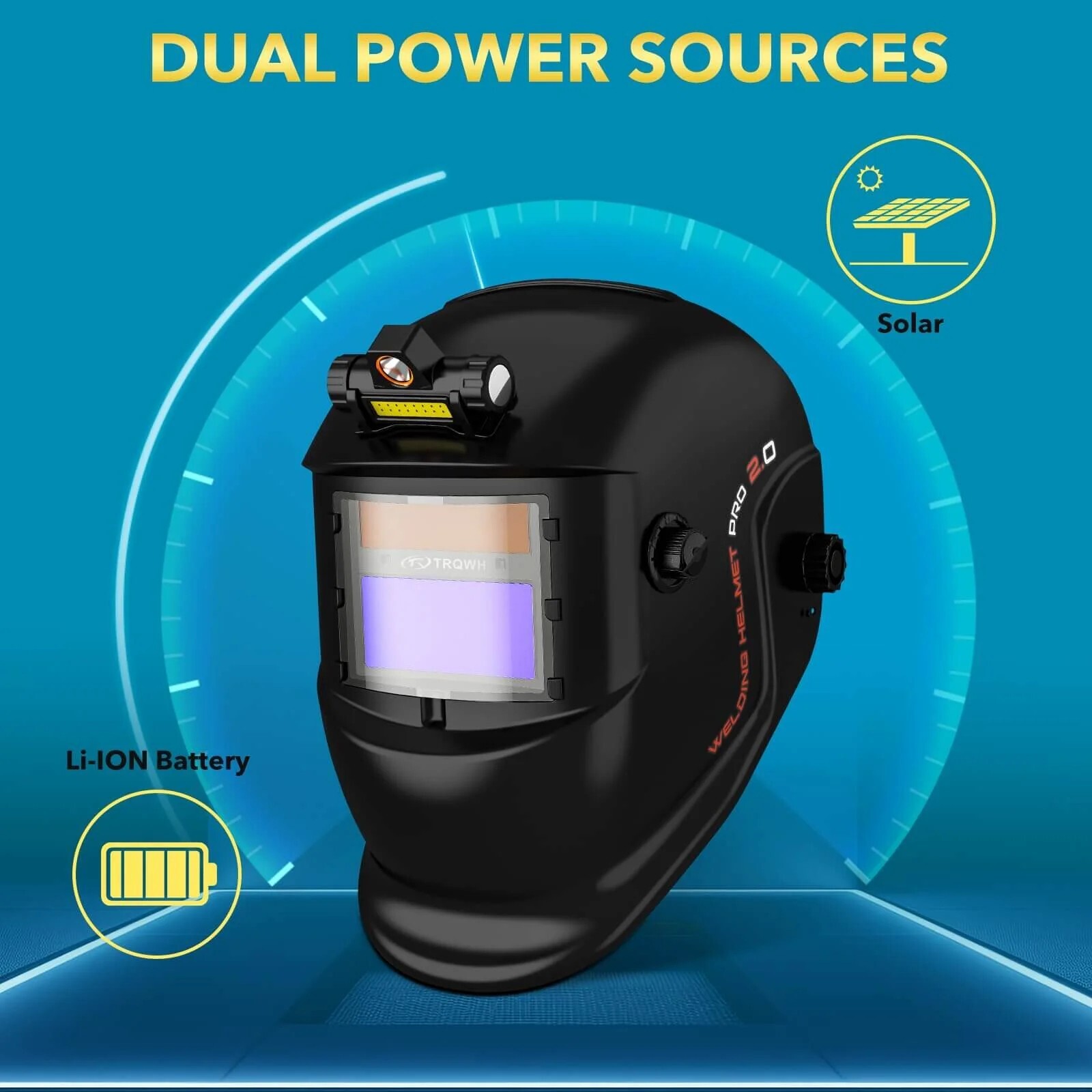 Solar-Powered True Color Auto-Darkening Welding Helmet for TIG, MIG, and ARC