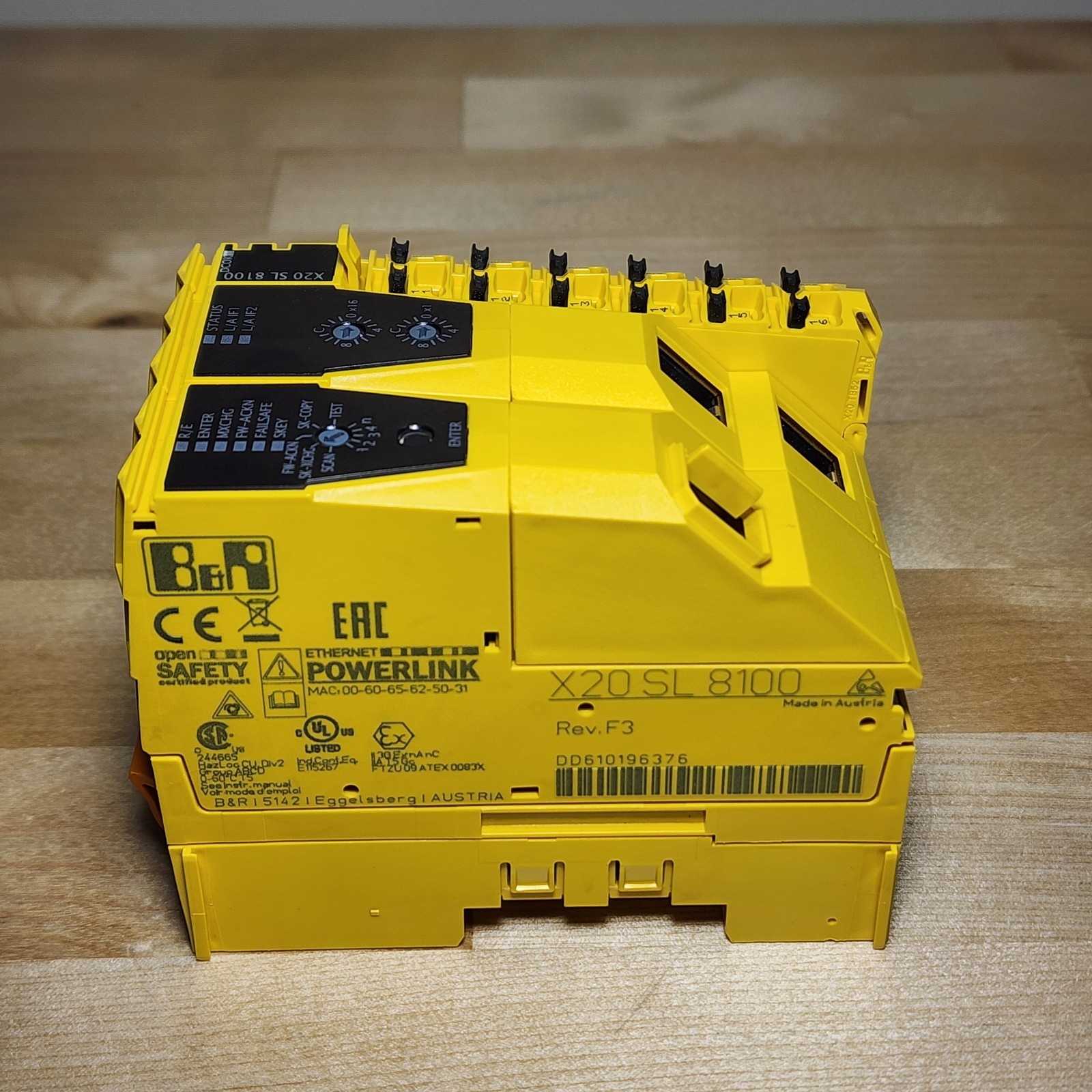 B&R X20SL8100 X20 SafeLOGIC Safety CPU Module openSAFETY Controller 24VDC