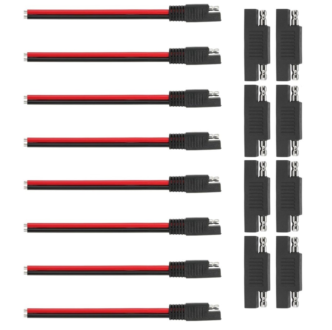 SAE 14AWG Extension Cable 1FT, Quick Disconnect Connector for Solar RV, 8PCS