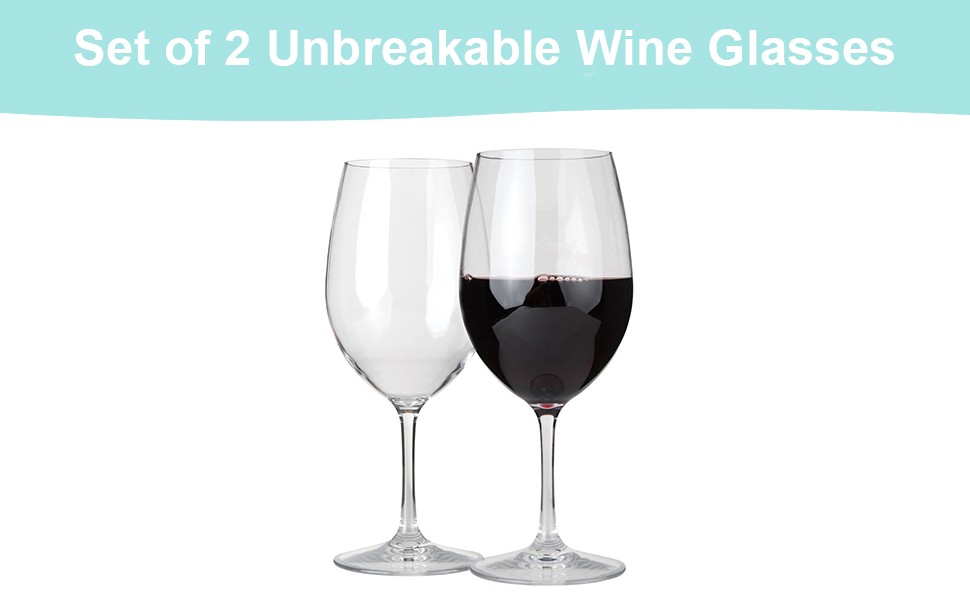Unbreakable Cabernet and Merlot Bordeaux Red Wine Glasses, Made of Shatterproof