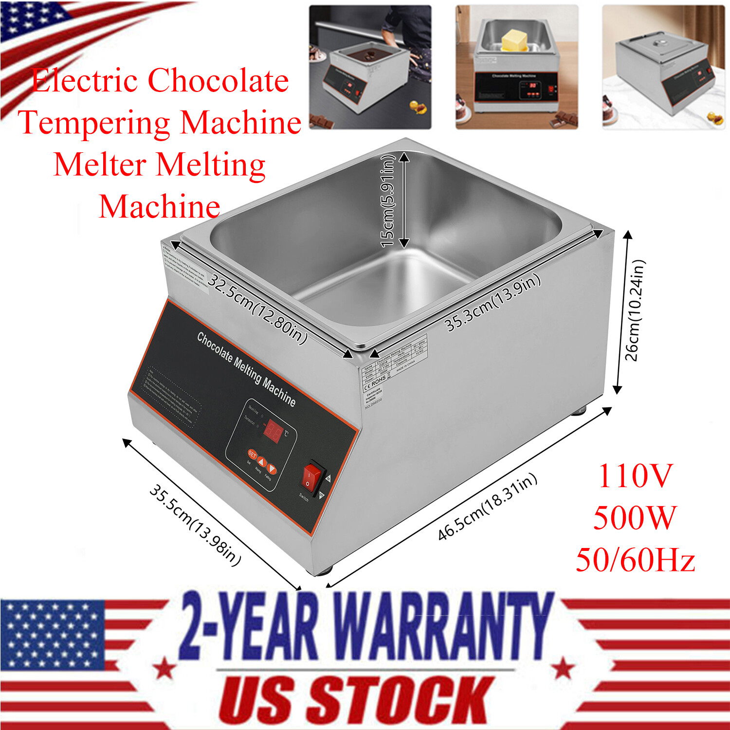 Electric Chocolate Tempering Machine Melter Melting Machine 1 Melting Pot 12kg