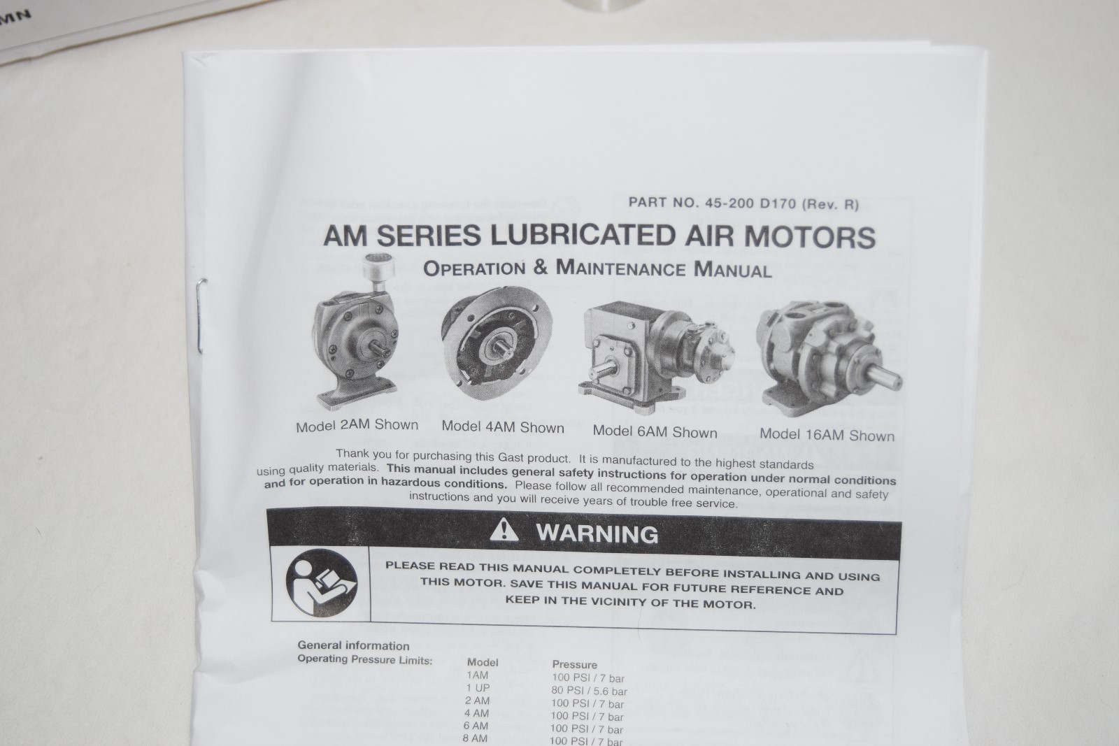 GAST 1AM-NCW-14 Clockwise CW Air Motor With Muffler