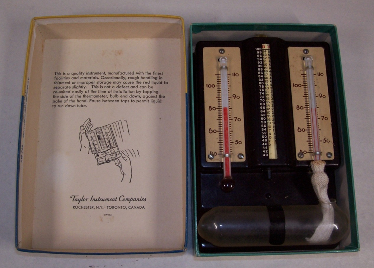 Taylor Discomfortmeter Hygrometer-Room Comfort Indicator W/ Box Vintage