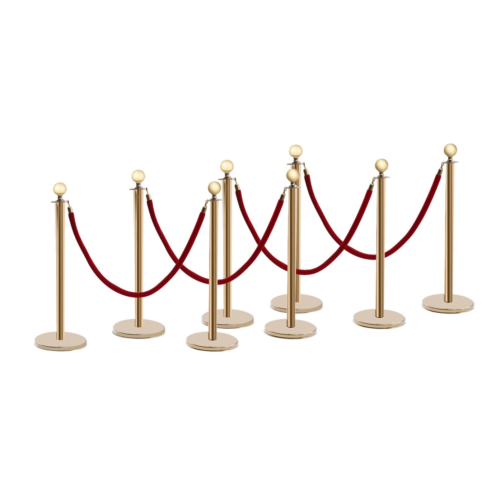 8PCS Stanchions, 100cm Barrier Post, Crowd Control Stanchion W/ Base & 4* Ropes