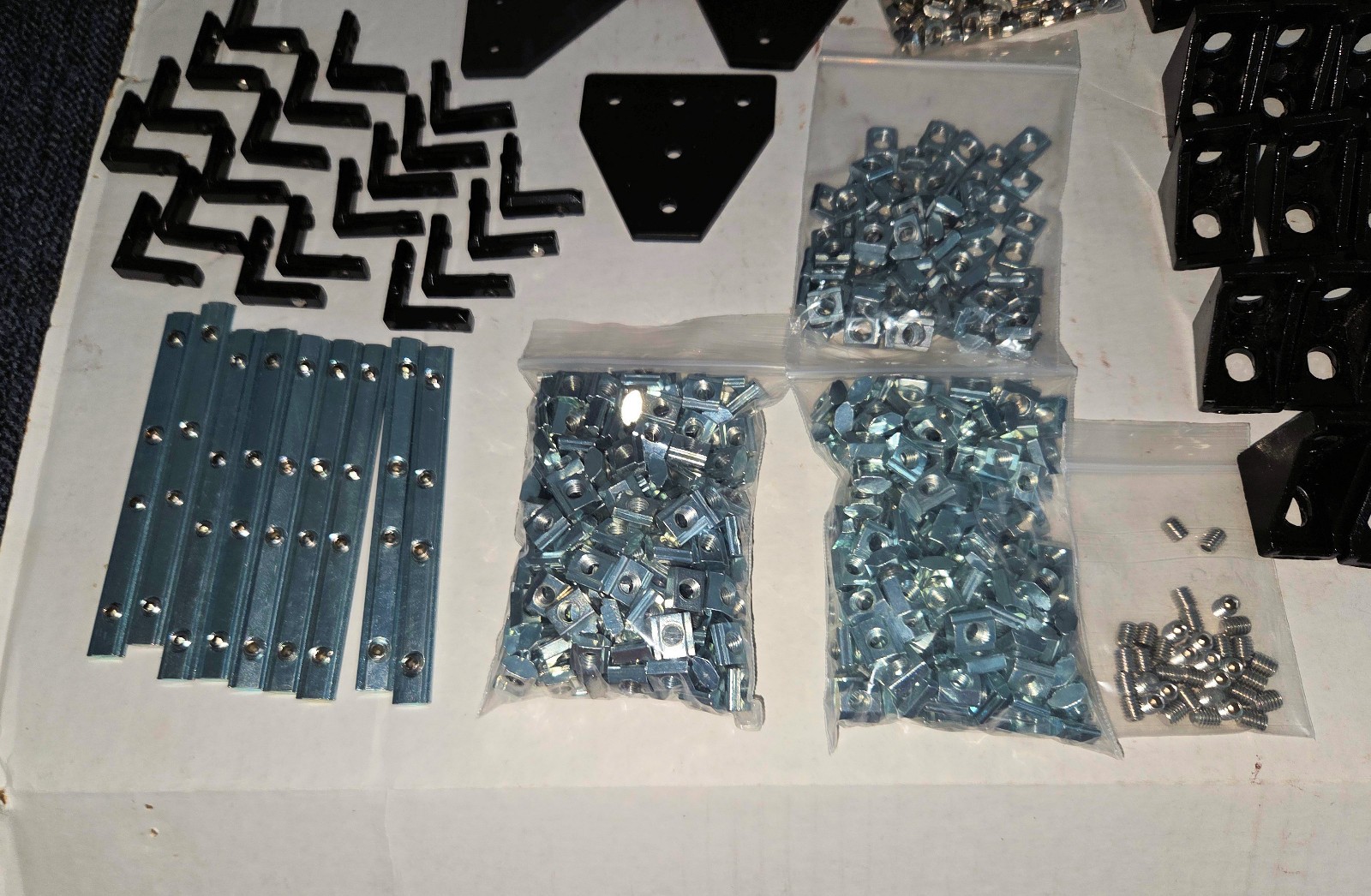 Large Lot Aluminum Extrusion, Angle Brackets, Bolts, T-Nuts, etc