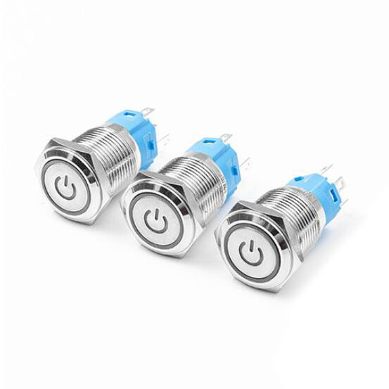16mm 12V LED ON OFF Waterproof Stainless Steel Latching Push Button Power Switch