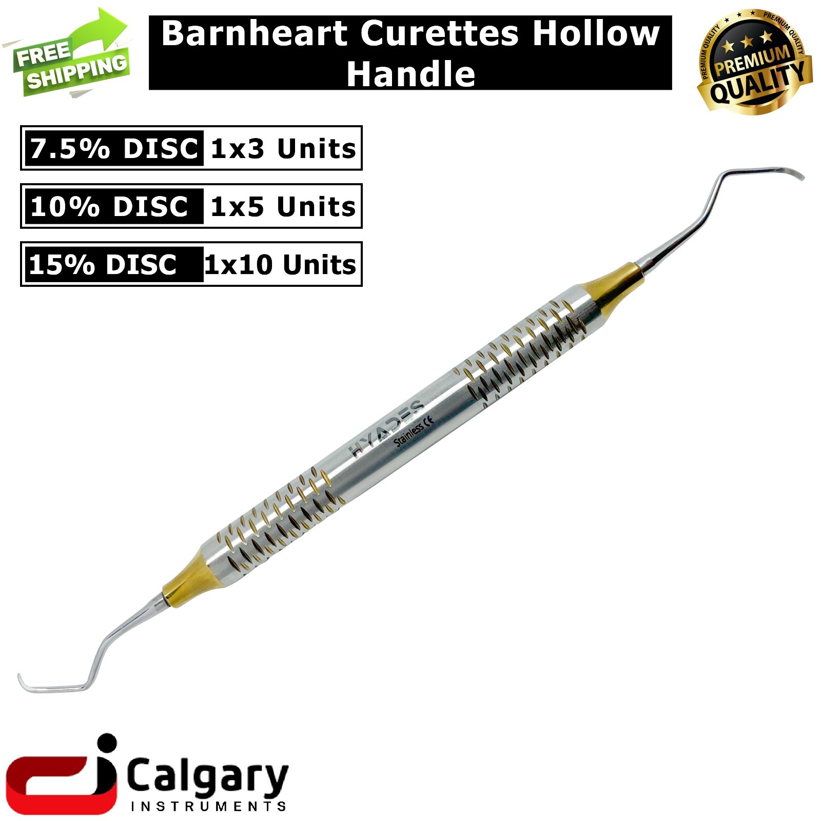 Dental Periodontal Probe Barnhart Curette Hollow Handle Calculus Plaque Remover