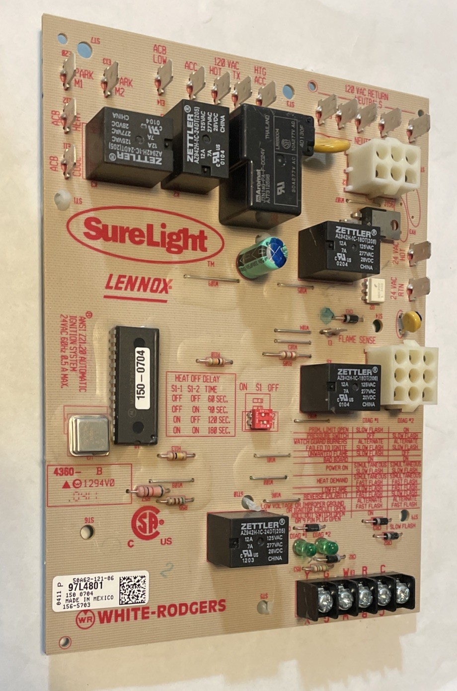 LENNOX 97L4801 Furnace Circuit Board White Rodgers 50A62-121-06 TESTED