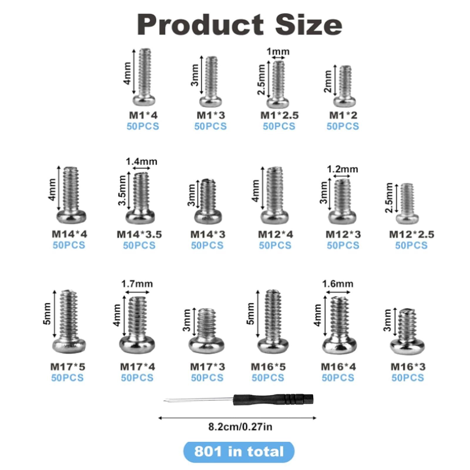 Small Screw Assortment Kit Tiny Micro Phillips Pan Head Screw Set M1.2 M1.4 M1.7