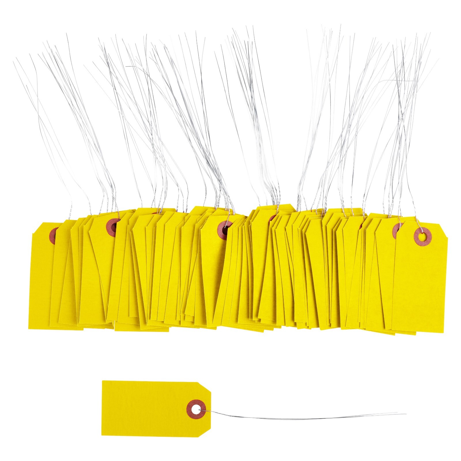 100 Yellow Tags with Wire 3 1/4″ x 1 5/8″ Size 2 Inventory Shipping Hang Tag