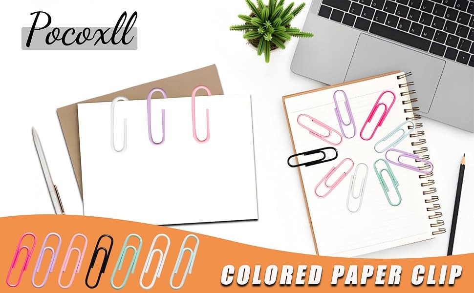100 Pcs Pink Paper Clips, 1.1 Inch (28mm) Colorful Paperclips | Vinyl Coated,