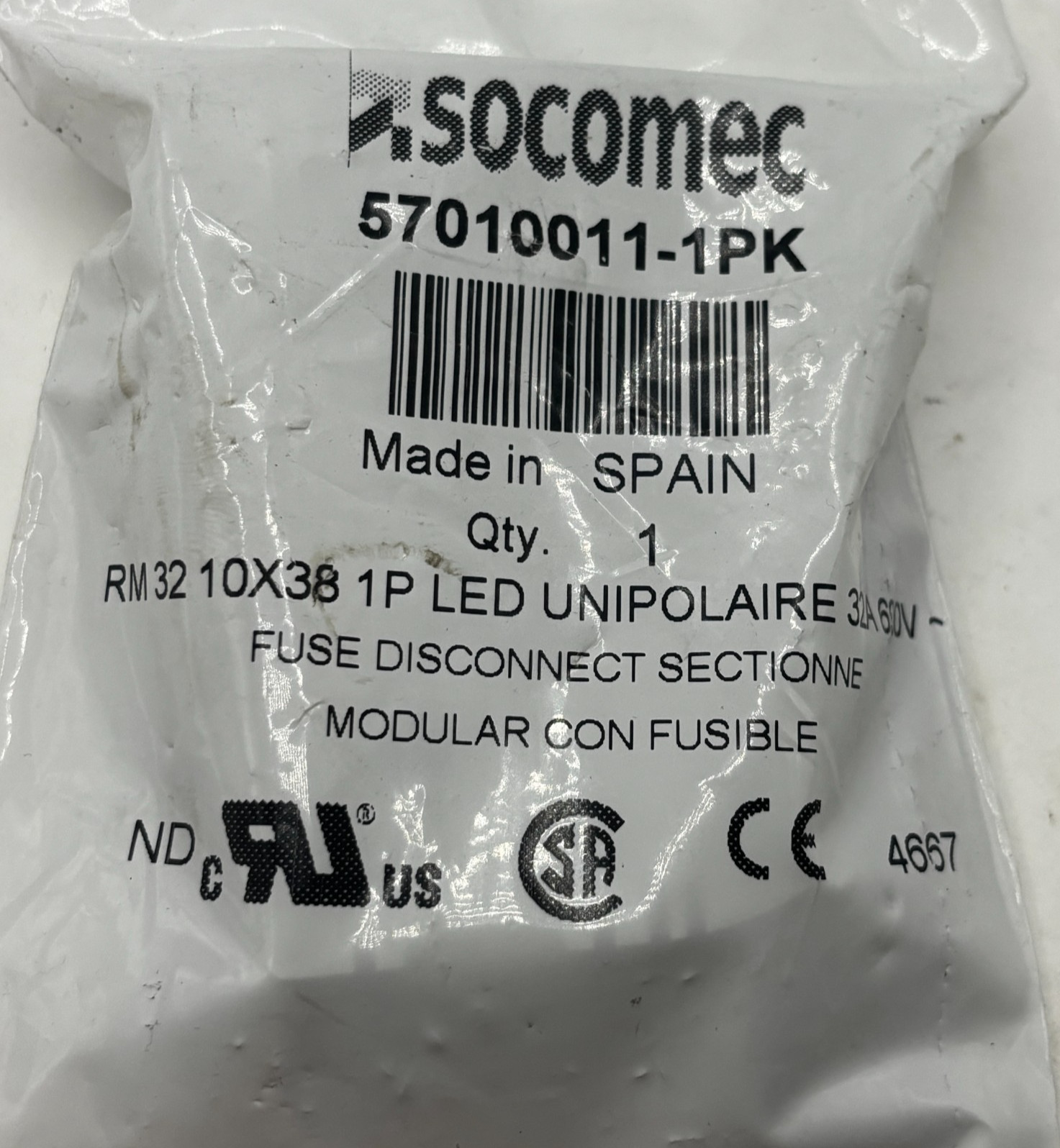 Socomec RM 32 57010011-1PK 10×38 3P 32A 60V