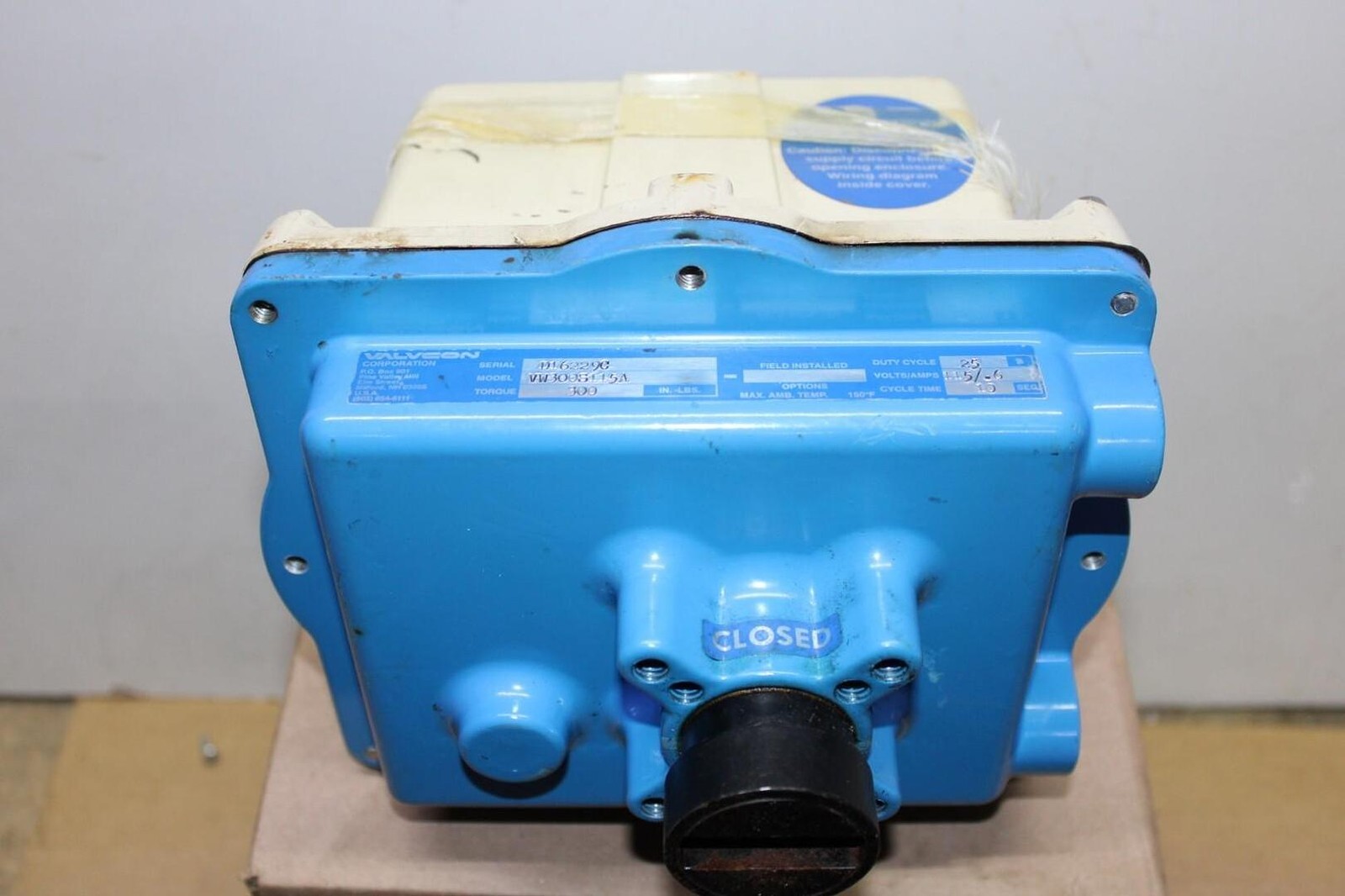 VALVCON ACTUATOR VW300S115A 300 IN-LBS 115V 0.6 AMP 10 SEC CYCLE *WARRANTY*