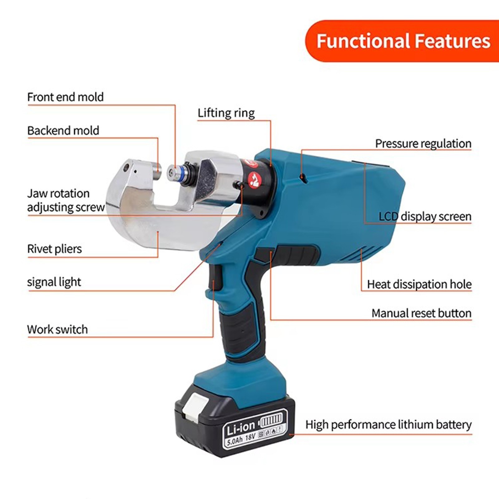 Aluminum Body Riveting Machine Rivet Gun Pressure Adjustable Self Piercing Rivet